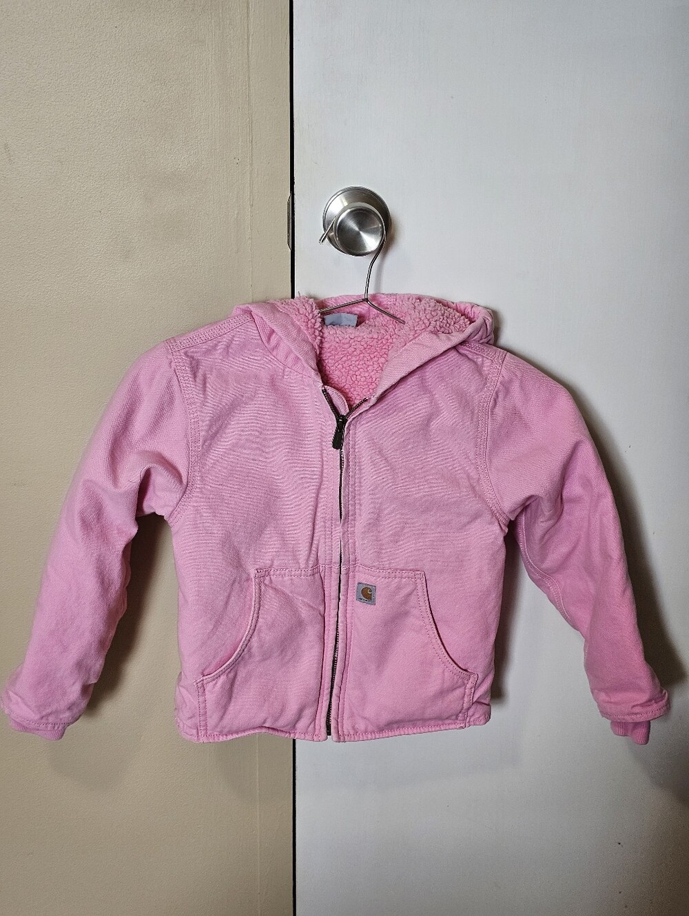 Girls Pink Carhartt Winter Coat - Size XS (6) - Insulated with Hood & Full Zip